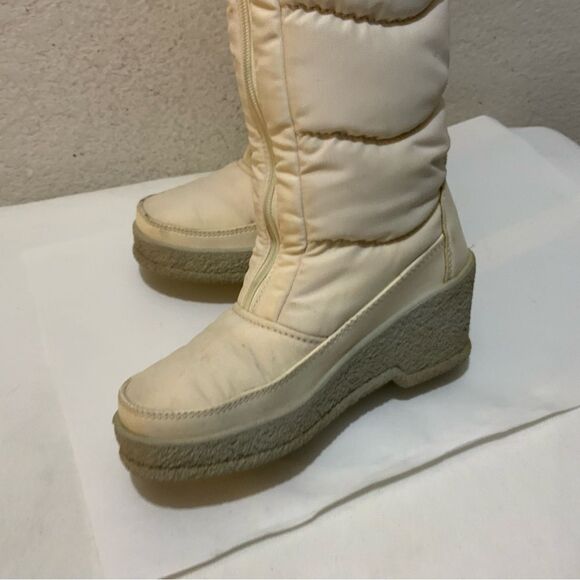 Vintage Nordica winter  front zip wedge Fur Boots cream size 36 Italy - Picture 7 of 15
